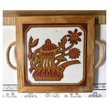 Retro Tile Trivet Psychedelic Flower Teapot Tray
