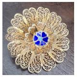 Sterling Silver Topazio Vintage Filigree Flower