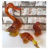Viking Glass Epic Amberina Animal Trio Ducks Swan