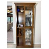 Oak Curio Display Cabinet Lighted