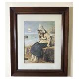 Framed Coastal Girl Art Print Sea Sailor