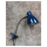 Blue Metal Clip On Desk Lamp
