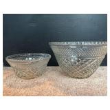 Large Pressed Glass Serving Bowls Pair
