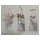 Dried Floral Wall Pouch Pockets Trio Pink White