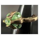 Trifari Vintage Green Stone Cocktail Ring