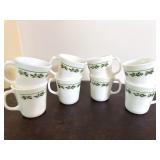 Corning Milk Glass Holiday Holly Mugs Set