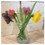 Art Glass Flowers In Vase Set