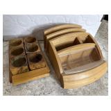 Olive Wood Ramekins & Wood Organizer Duo