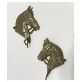 Brass Horse Wall Hooks Pair Vintage
