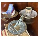 Pottery Bird & Sundial Lot
