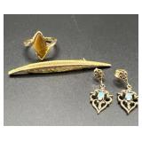 Vintage Earrings Direction One Brooch & Ring