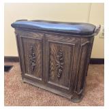 Vintage Storage Bench Faux Wood Seat