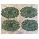 Retro Woven Placemats Set Vintage Green