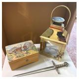 Sword Letter Opener Music Box & Lantern Lot