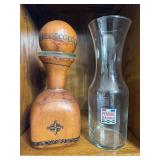 Leather Decanter & Penske Glass Vase
