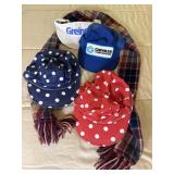 Vintage Hats & Scarf Lot Polka Dot Caps