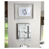 Chaney Clock White Bird Wall Decor Trio