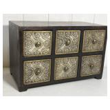 Embossed Metal Wood Tables-top Chest of Drawers