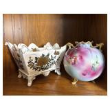 Porcelain Planter & Hand Painted Vase