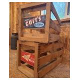 Vintage Melon Crates Pair Wood Produce Boxes