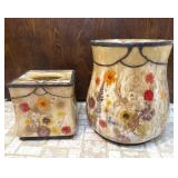 Fresh Fields Lucite Waste Basket & Tissue Box