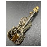 Western Germany Damascene Violin Brooch