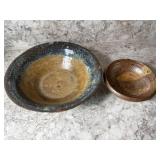 Pottery Bowl Earth Tone Glazed Pair