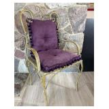 Vintage Metal Chair With Purple Cushions