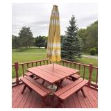 Rustic Red Patio Table & Bench Set