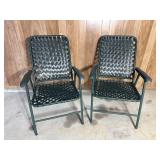 Lawn Chair Pair Vinyl Folding Seats