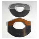 Steel Bowl Scrapers Pair Wood & Steel Metal