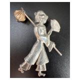 Sterling Silver Lang Signed Geisha Brooch