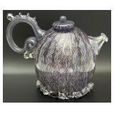 Paul Allen Counts Ribbon Art Glass Teapot