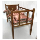 Vintage Wooden Doll Crib w/ Bedding