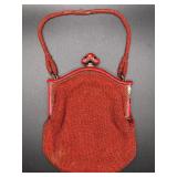 Deco French Hallmarked Silver Enamel Bead Purse