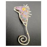 Sterling Silver MCM Seahorse Signed Brooch