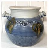 Vintage Studio Pottery Glazed Crock Blue Stoneware