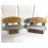 Alaska Ulu Knives Pair Stainless Steel Wood