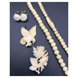 Carved Jewelry Pieces Necklace, Brooch Pendant