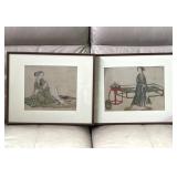 Antique Chinese Paintings On Rice Paper Pair
