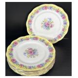 Foley Cornflower Yellow Rim Lunch Plate Set Nine