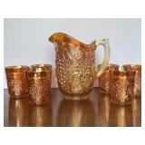Imperial Glass Co Marigold Grape Pitcher Set
