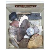 Native Projectile Points in King Edward Cigar Box