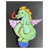 Sara Coast Signed Studio Enamel Metal Dragon