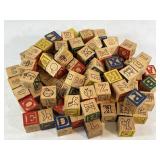 Wooden Toy Blocks Lot of 97 Vintage Wood Children