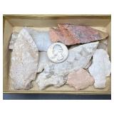 Primitive Stone Arrowhead Points In Cigar Box