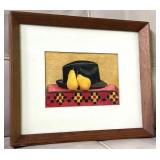 M. Mahoney Signed Watercolor Hat & Pear Art