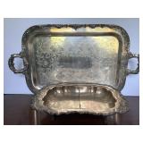 Ornate Silverplate Serving Tray & Divided Bowl