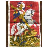 Irish Linen Tea Towel St George Dragon Mid Century