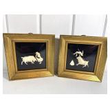 Spanish Bullfighter Carvings Framed Pair